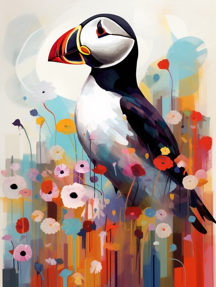 Bird Painting Collage Puffin 1