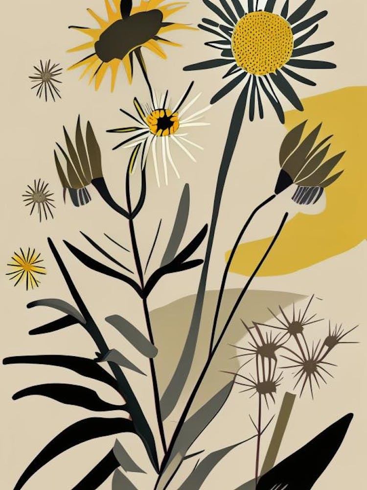 Kompasspflanze Wildblume Moderne Gedämpfte Farben 2