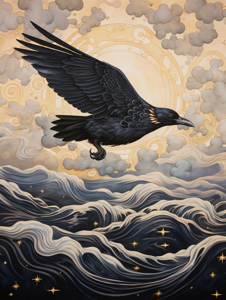 Raven 4 Gold Detail Painting