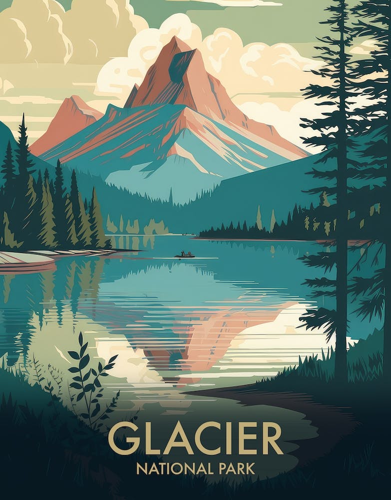 Glacier National Park Vintage Travel Poster 15