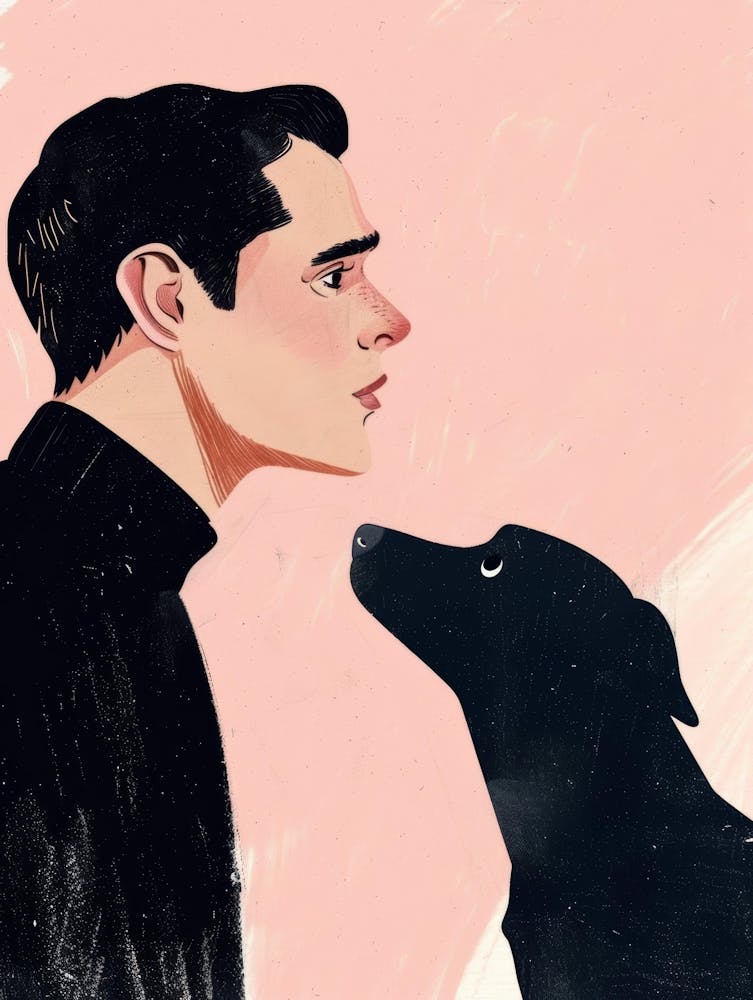 Portrait Of A Man And His Dog