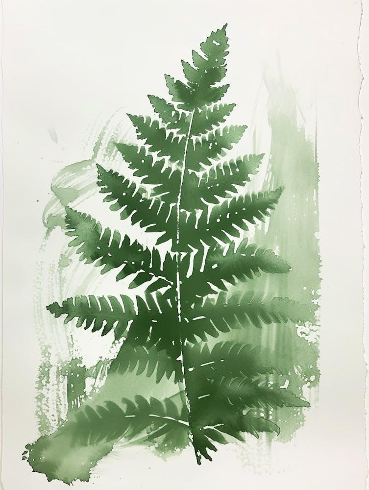 Green Ink Painting Of A Walking Fern 2