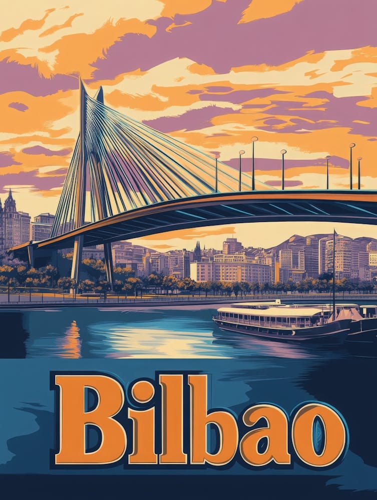 Aihrgdesign A Retro Travel Poster For Bilbao Featuring The Ma 6e8f8f13 6e40 4b20 A3e5 3c7debb8cf15 0