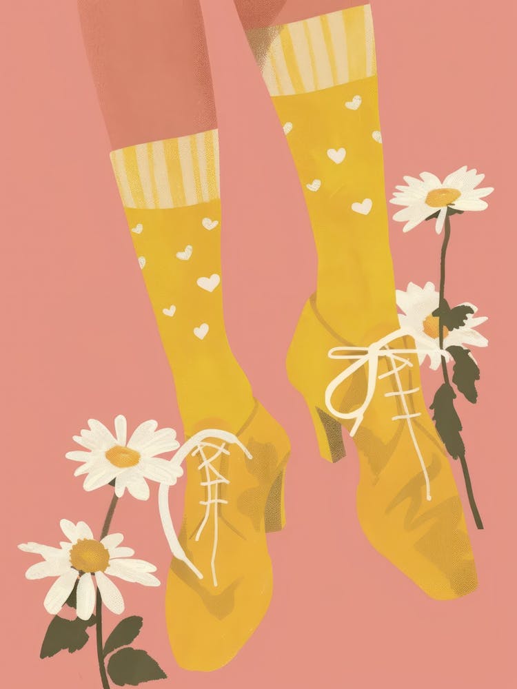 Yellow And Pink Flower Shoes 4