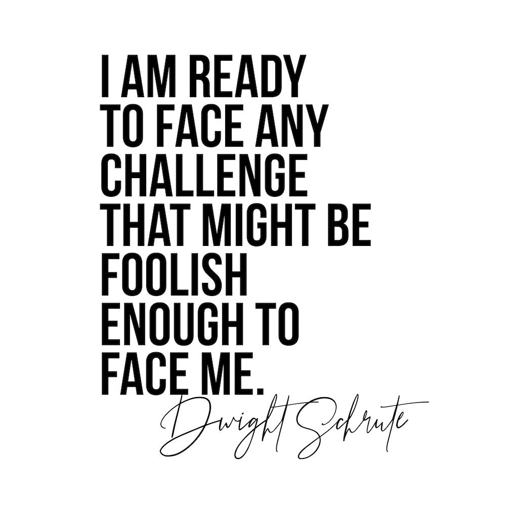 I Am Ready To Face Any Challenge   Dwight Schrute Quote