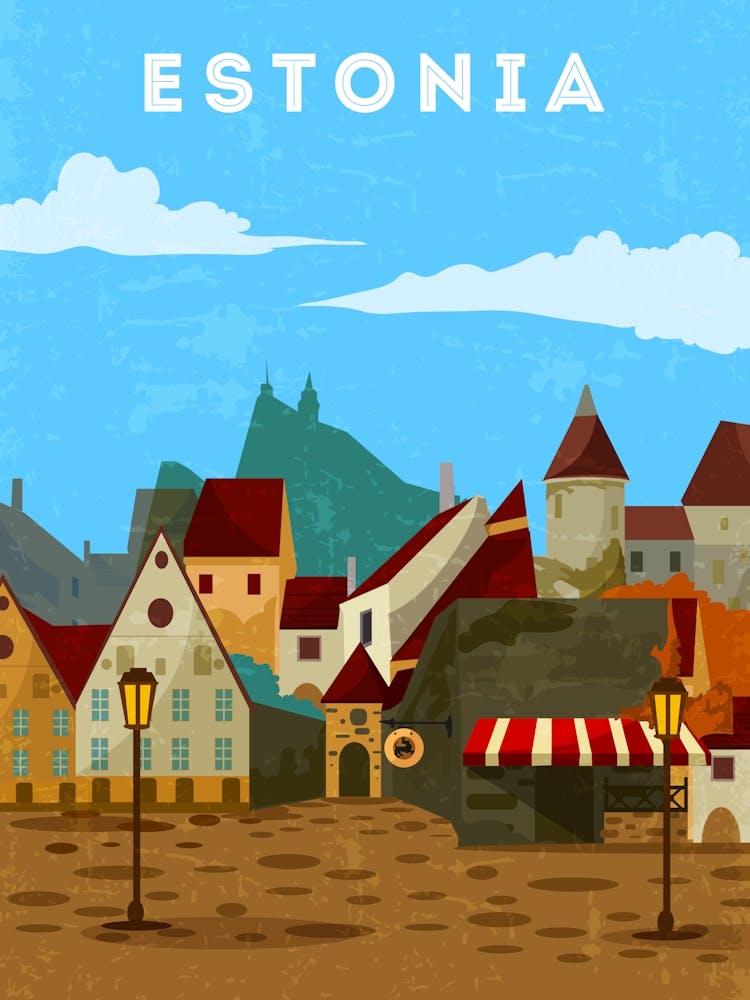 Estonia — Retro travel minimalist poster