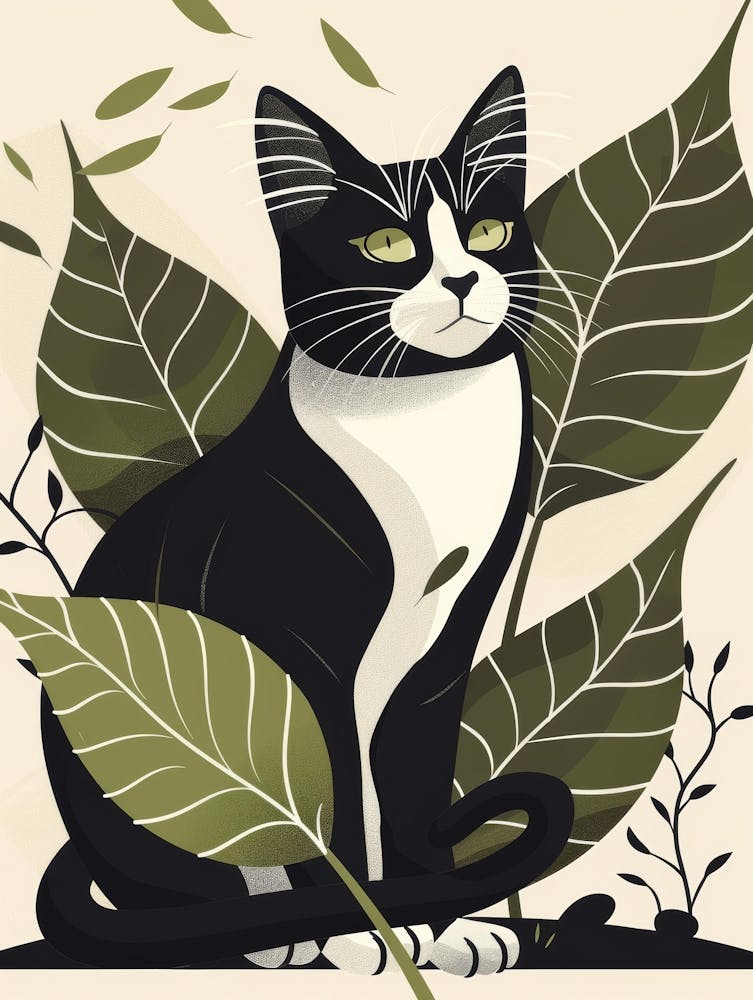 Cat With Leaves 7
