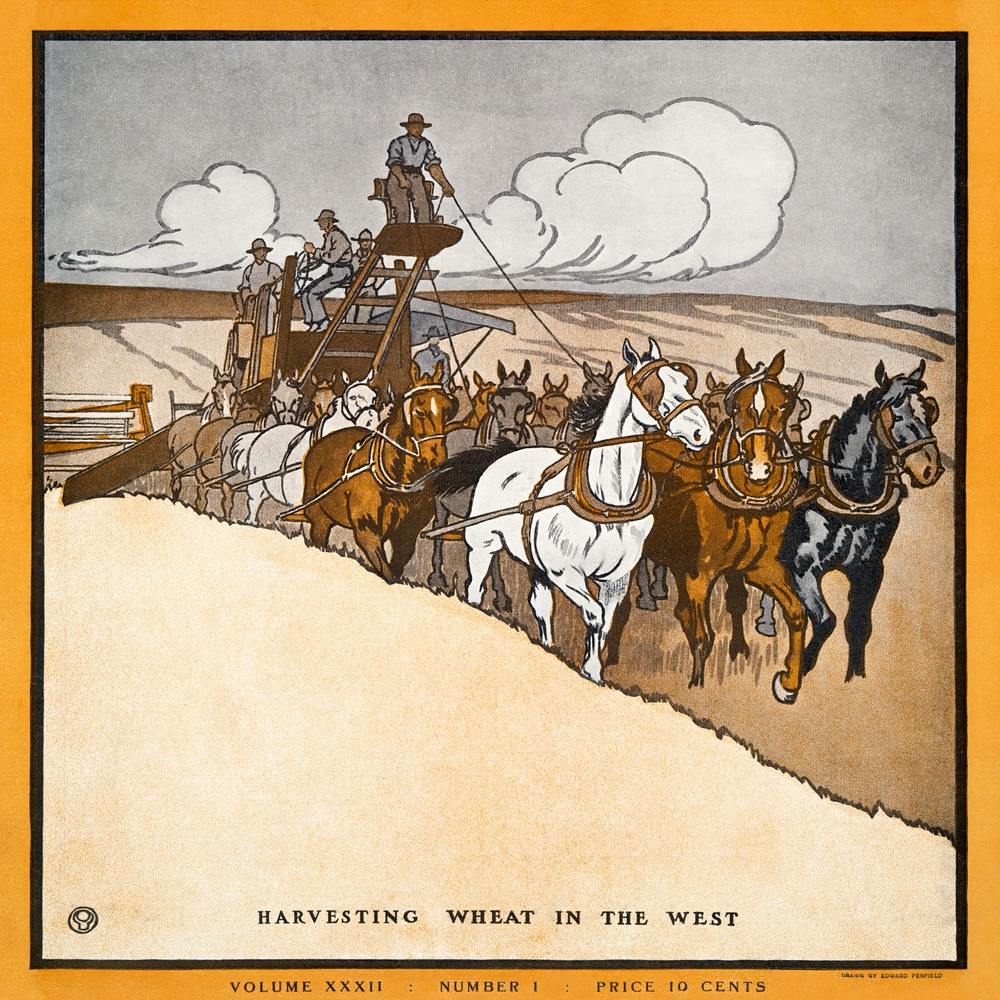 Harvesting Wheat In The West, Edward Penfield