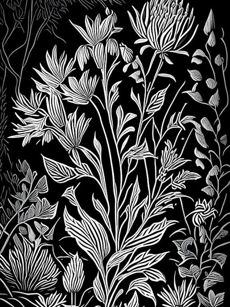 Culver's Root Wildflower Linocut