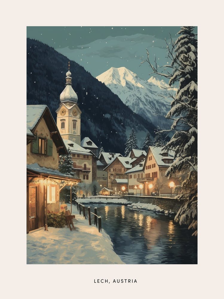 Vintage Winter Poster Lech Austria 1