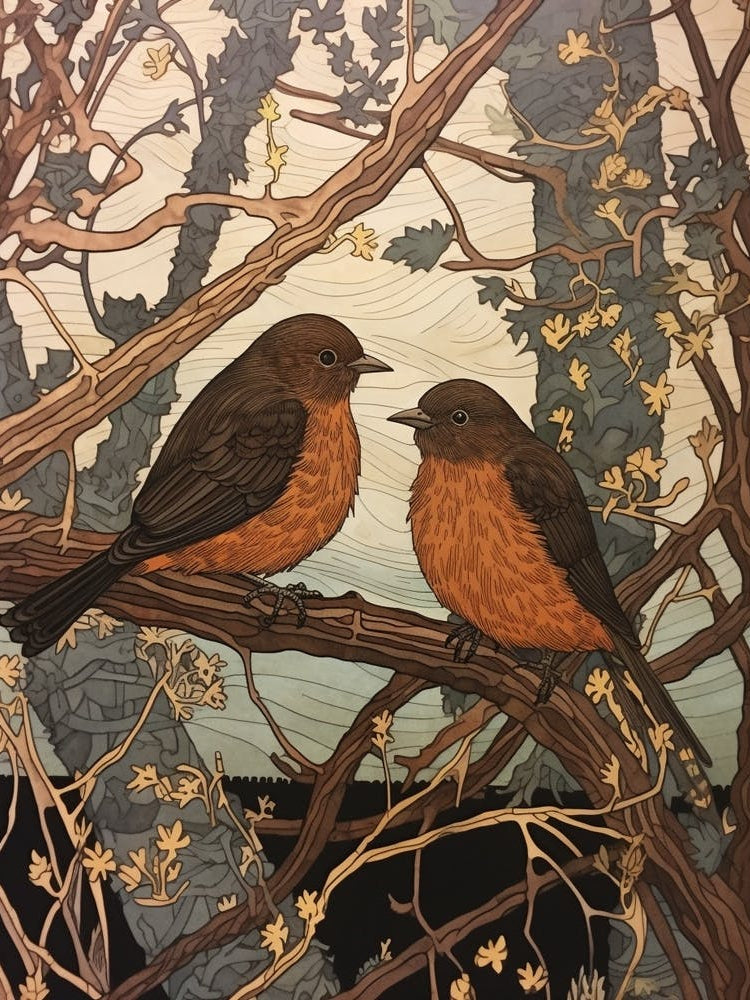 Art Nouveau Birds Poster Dipper 2