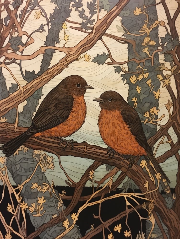 Art Nouveau Birds Poster Dipper 2