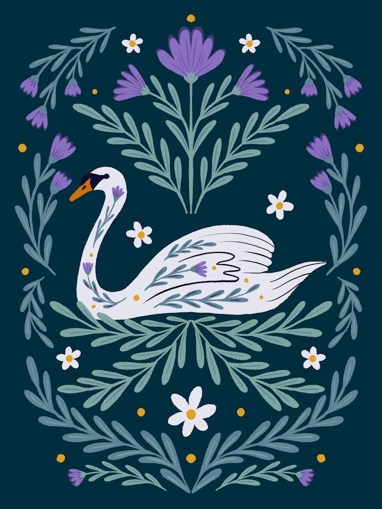 Swan Purple And Teal