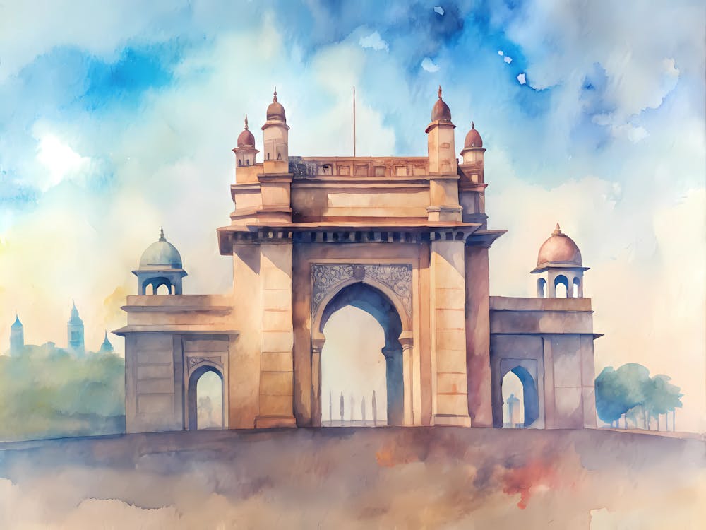 Mumbai India A Vintage Illustration