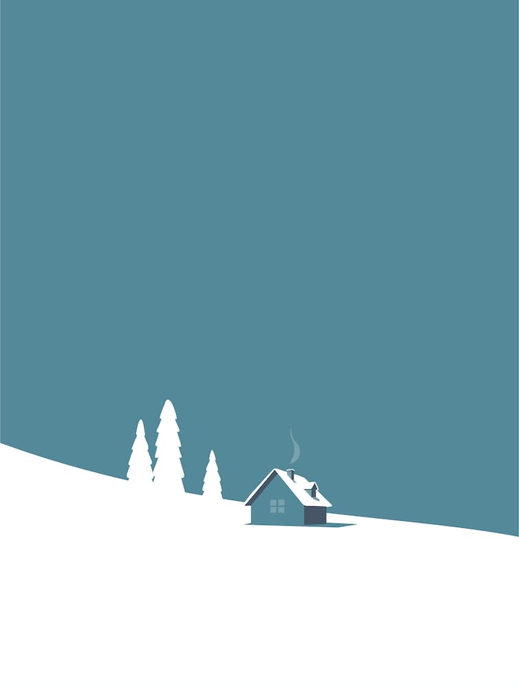 Snowy mountain hut