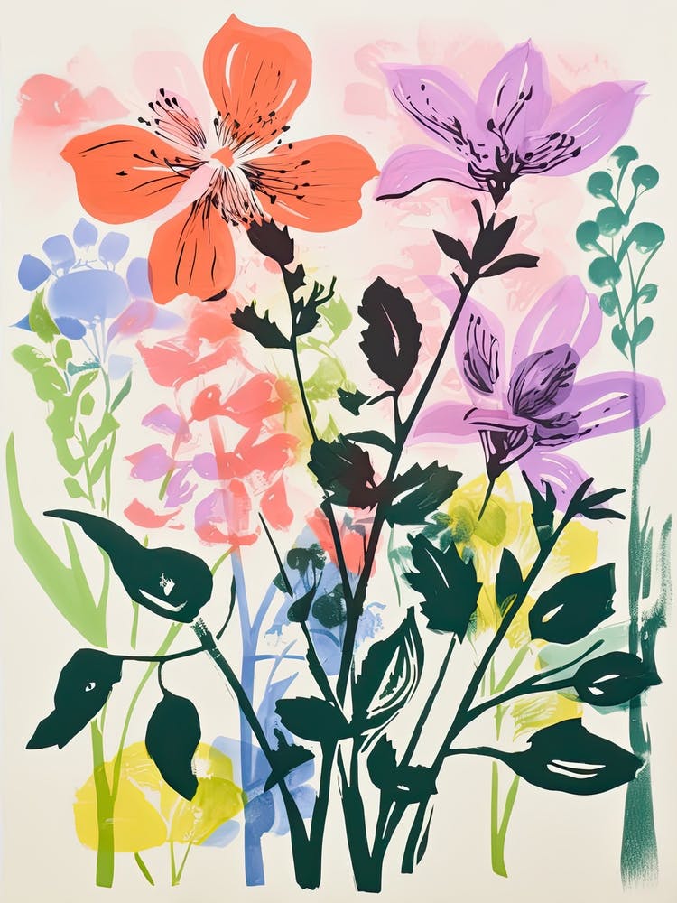 Colourful Flower Still Life Risograph Style 4