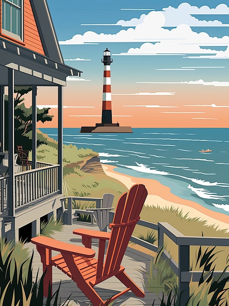 Outer Banks North Carolina, Usa, Graphic Illustration 4