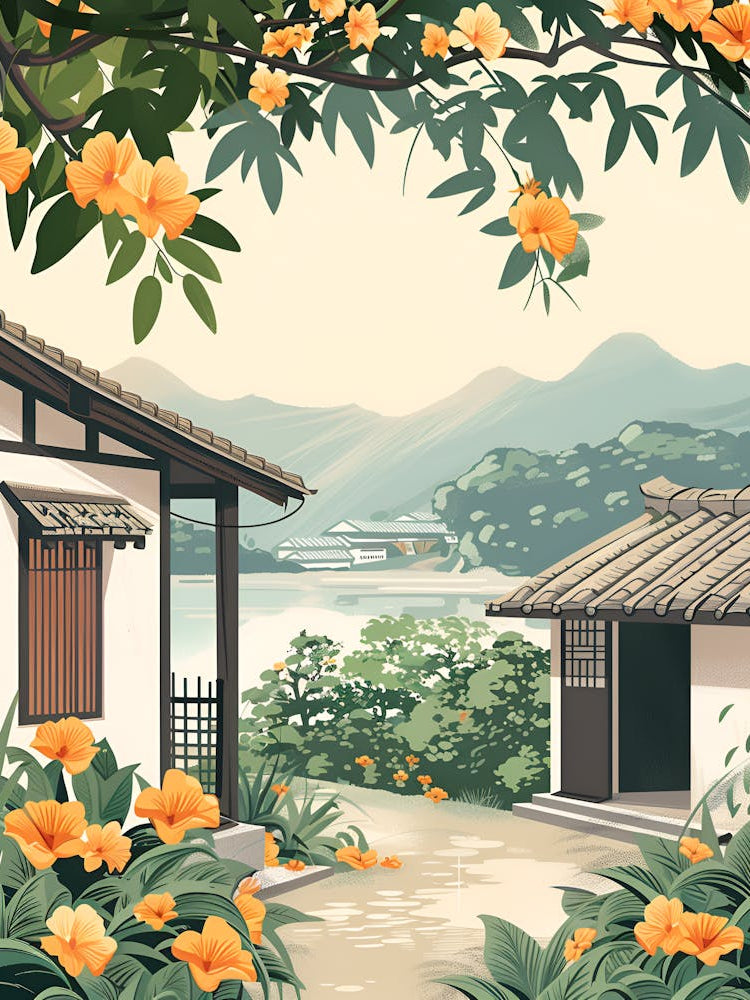 Chinese Village Background