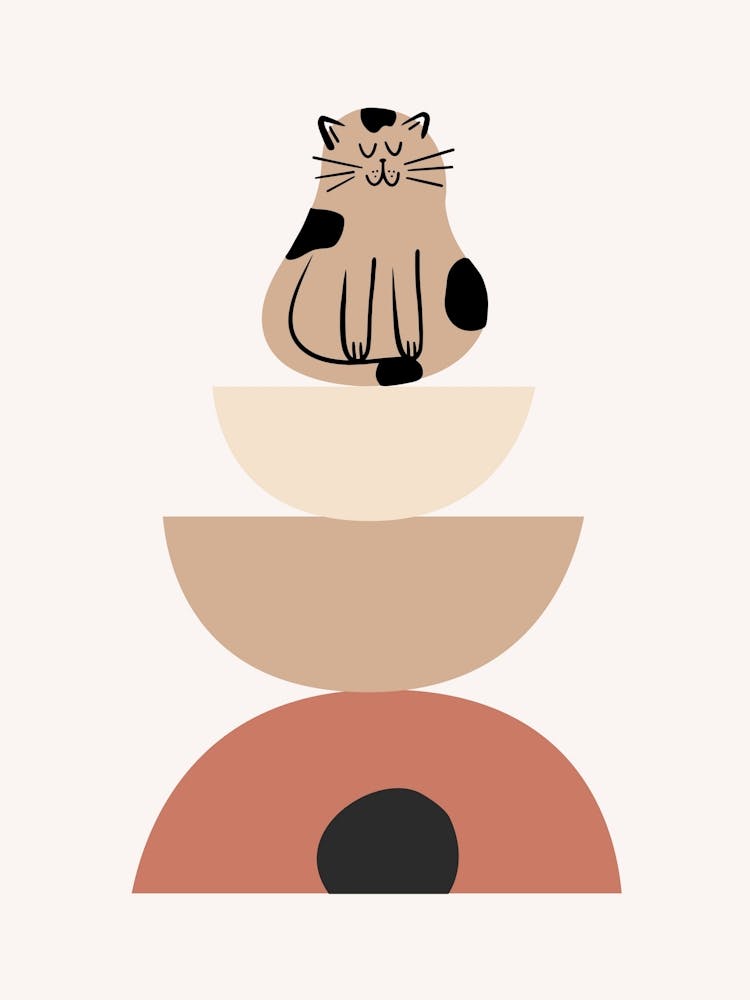 Cat Sitting On A Stack Of Bowls