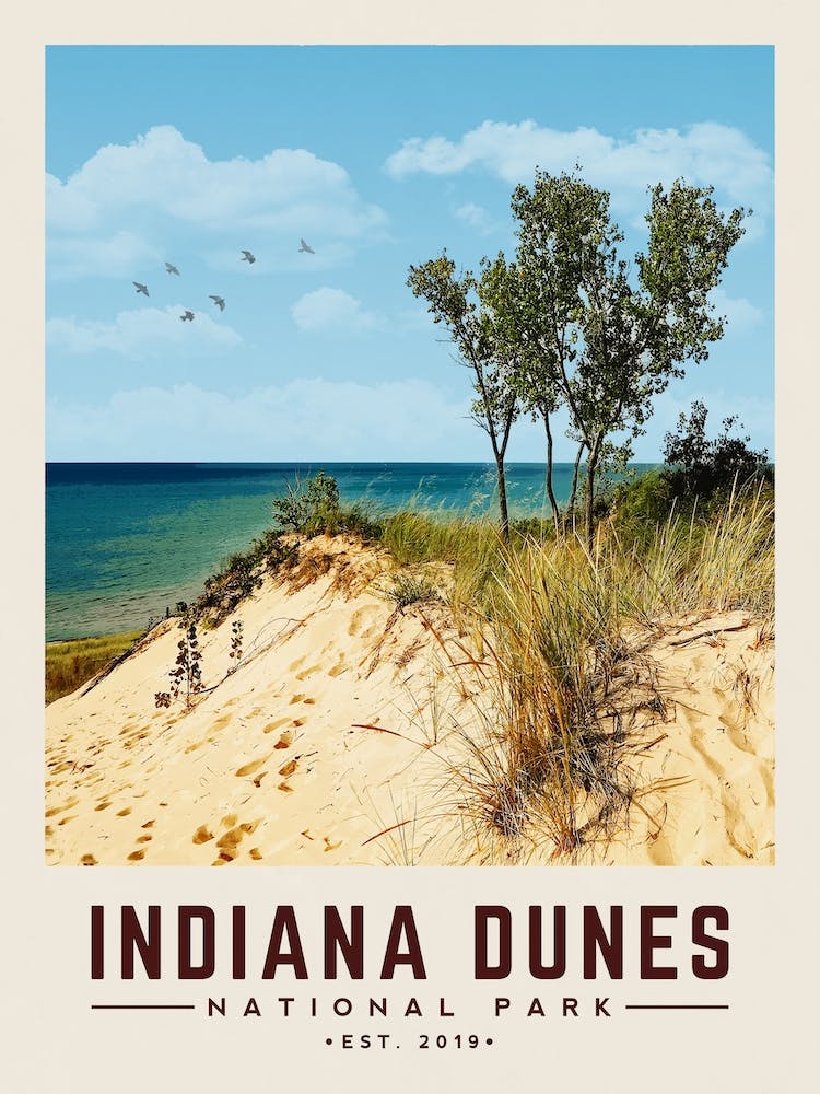 Indiana Dunes Minimalist Travel Poster