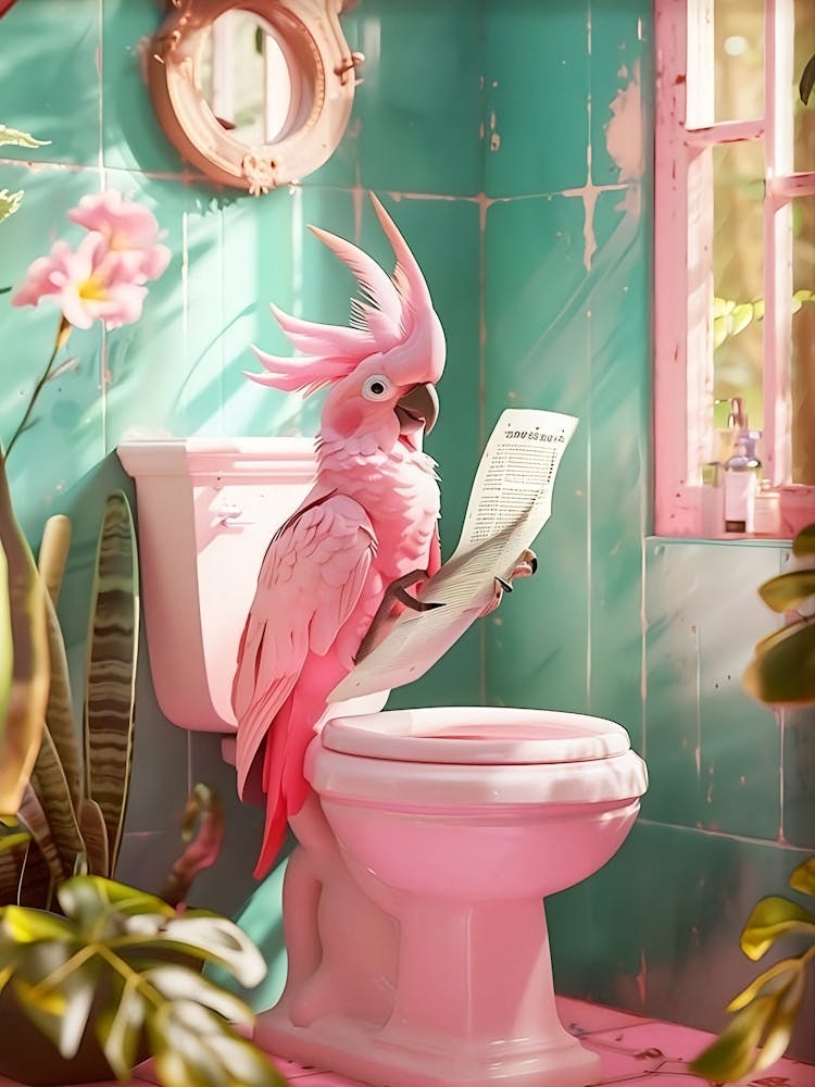 Bathroom Cockatoo On Toilet Print, Bathroom Decor Bathroom Prints Funny Bathroom Wall Decor Toilet Wall Art Bathroom Wall Art Toilet Humor