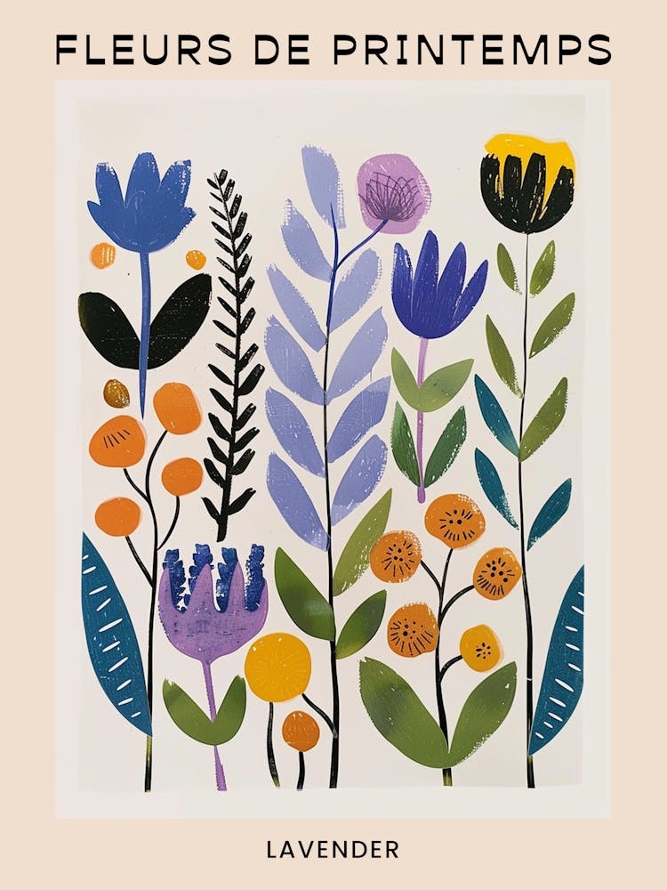 Spring Floral French Poster  Lavender 2