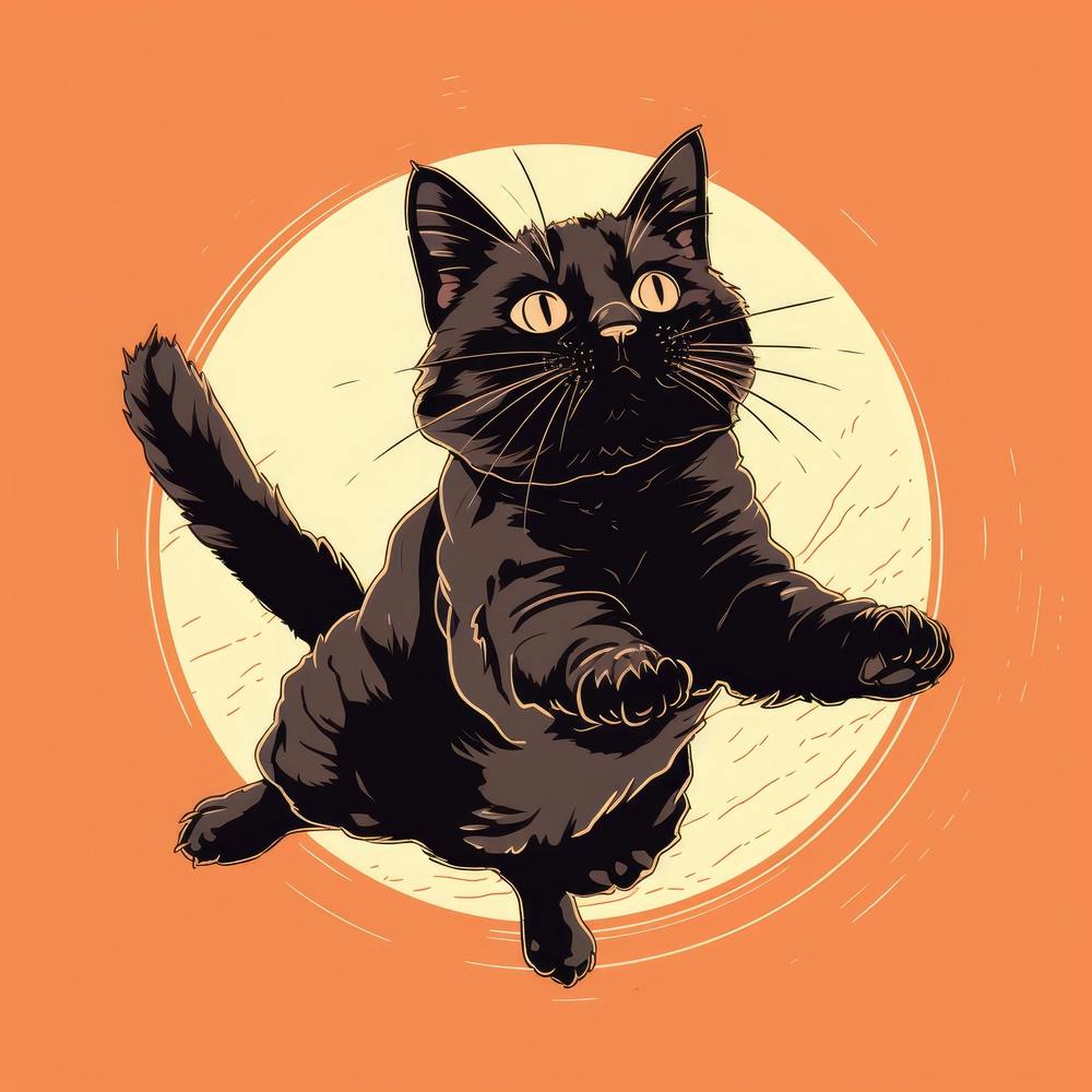 Black Cat Jumping 1