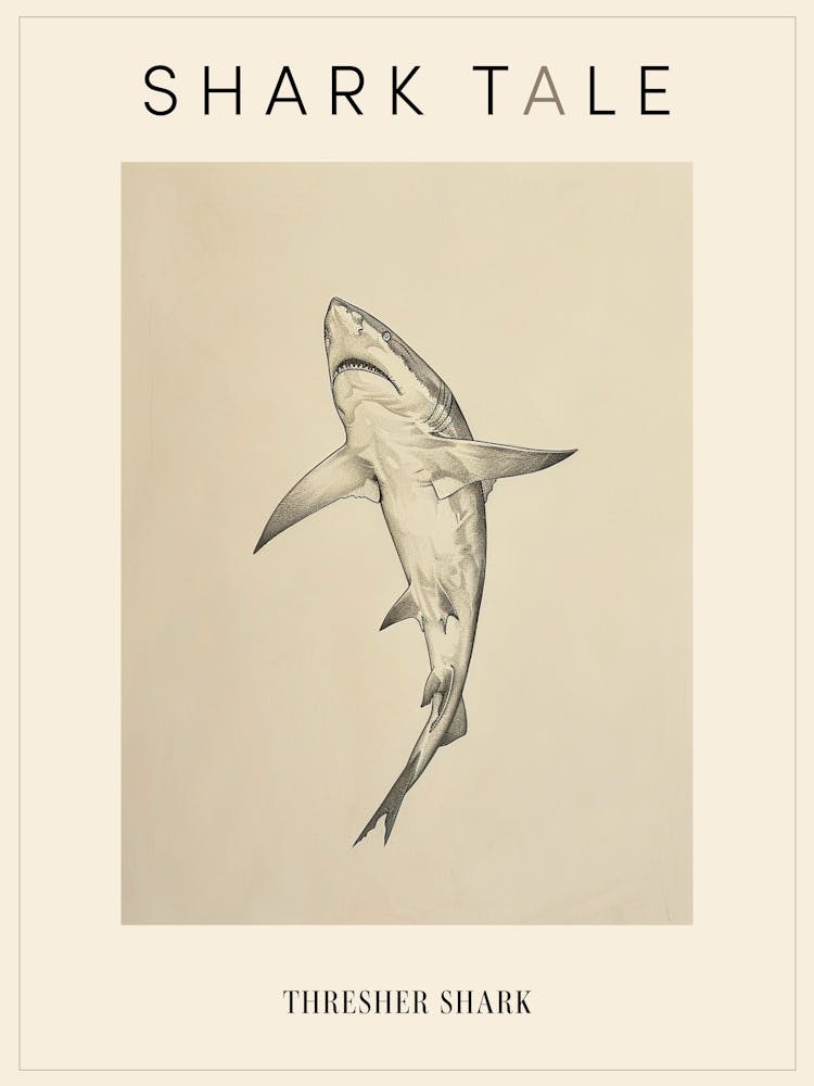 Thresher Shark Vintage Illustration 1 Poster