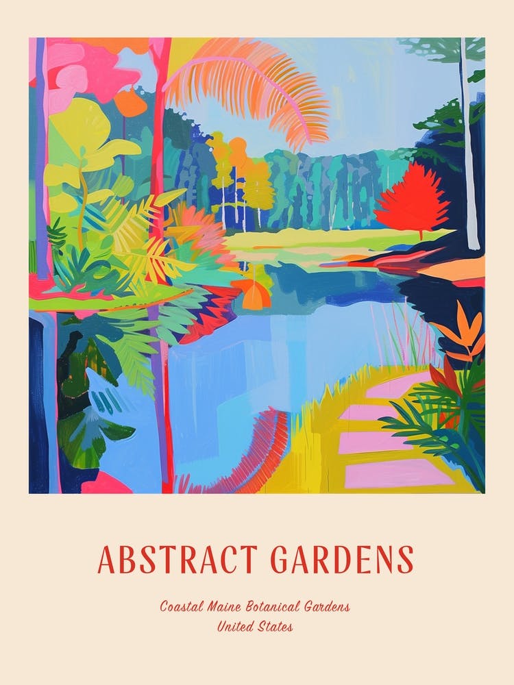 Colourful Gardens Coastal Maine Botanical Gardens Usa 4 Red Poster
