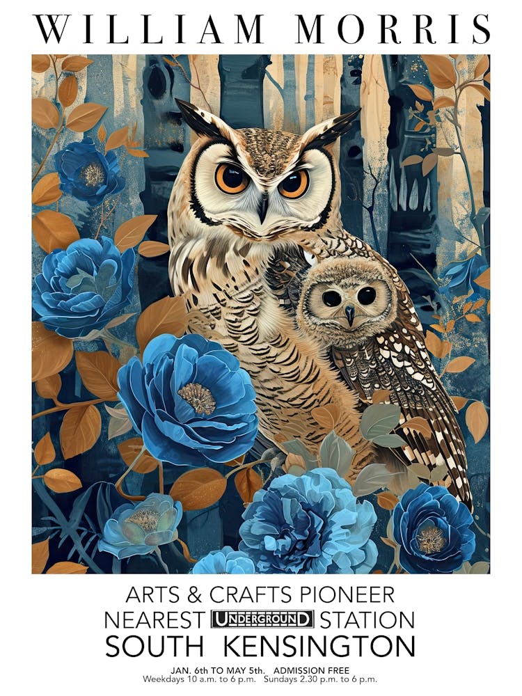 William Morris Owl And Owlet Blue Valentines Mothers Day Gift Spring