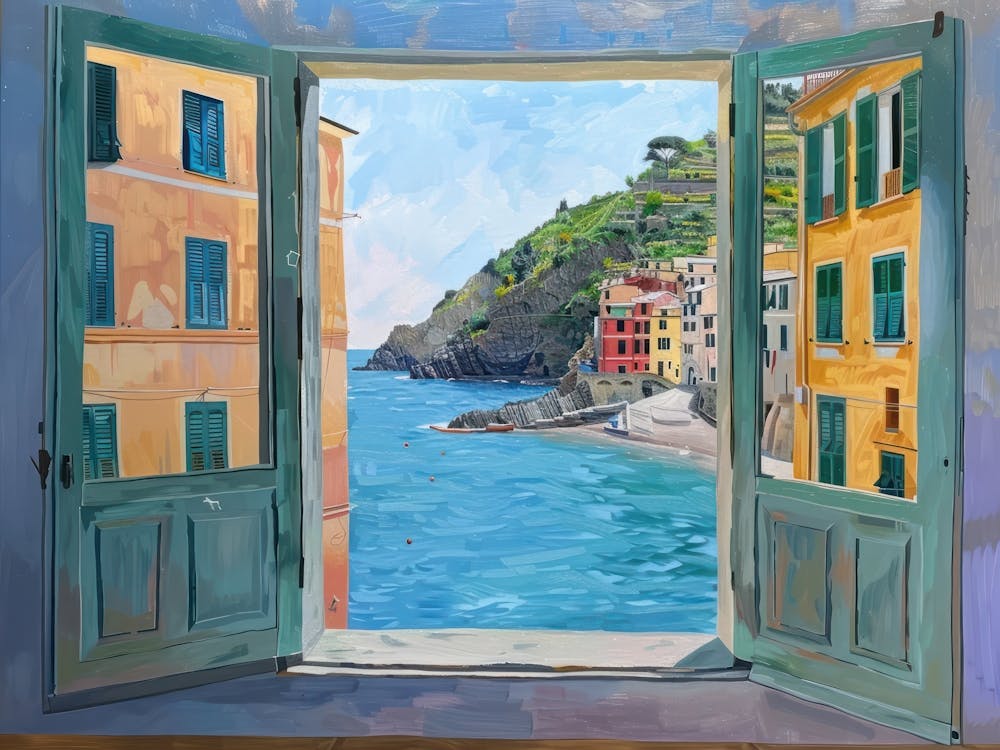 Cinque Terre From The Window View Painting 2
