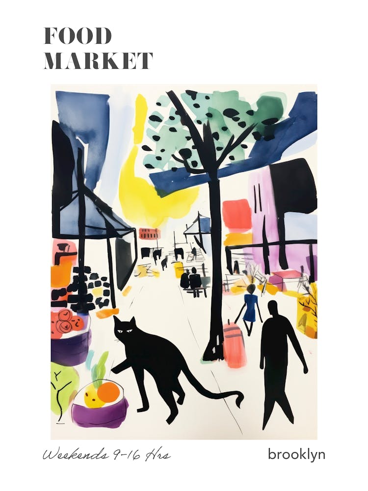 The Food Market In Brooklyn 2 Illustration Poster
