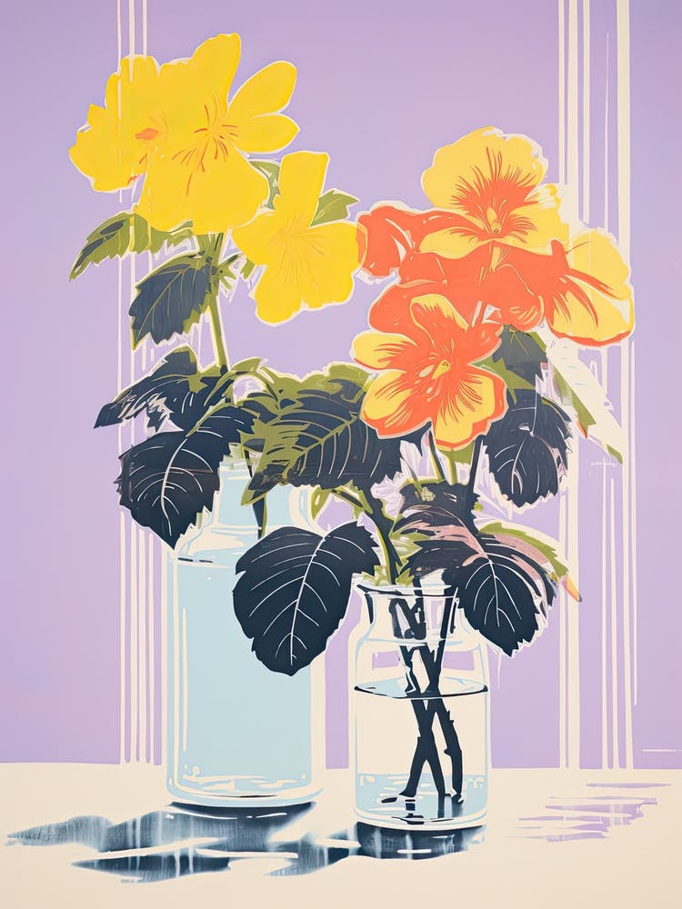 Colourful Bouquet Of Flowers In Risograph Style 7