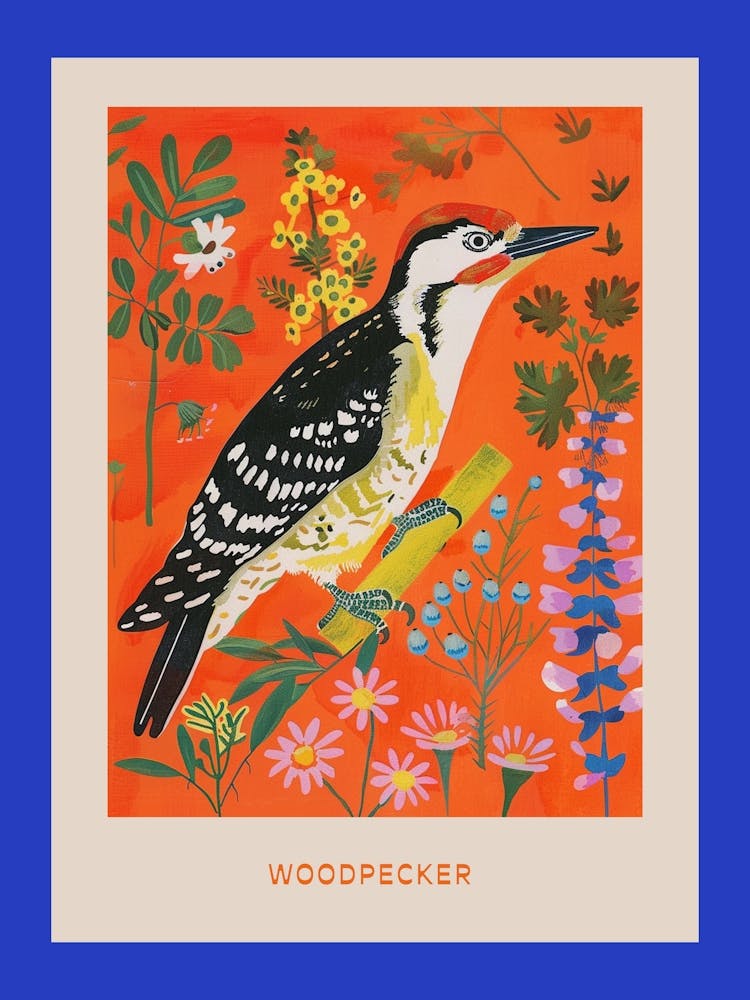 Spring Birds Poster Woodpecker 1