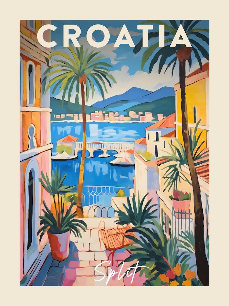 Split Croatia 2 Fauvist Painting Travel Poster