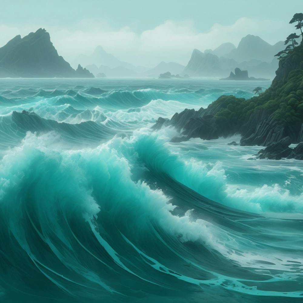 Teal Raging Ocean