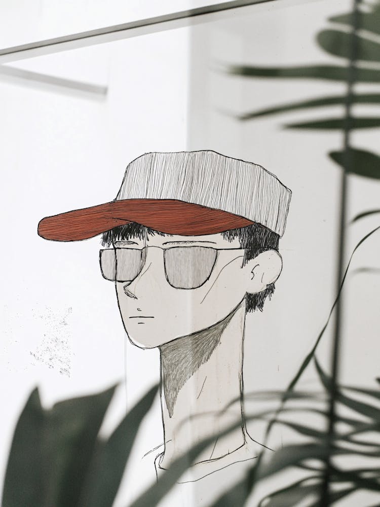 Zeichnung eines Mannes mit Sonnenbrille