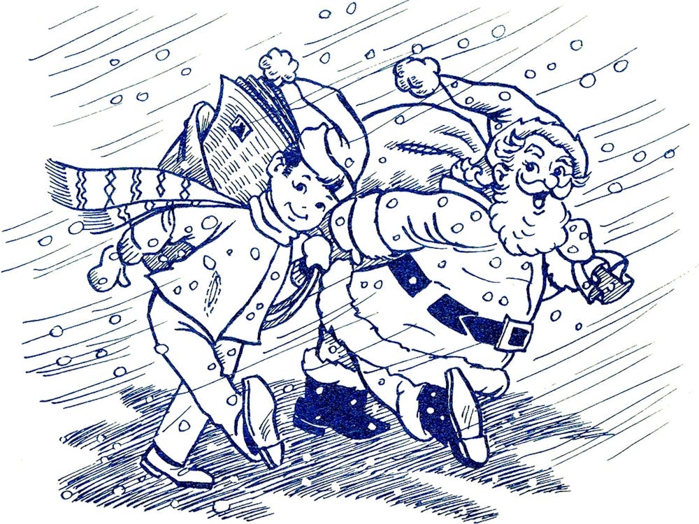 Santa Claus Together With Newspaper Boy