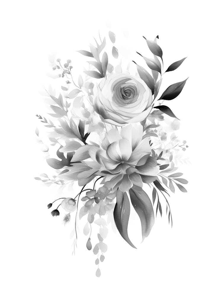 Black And White Floral Bouquet 1
