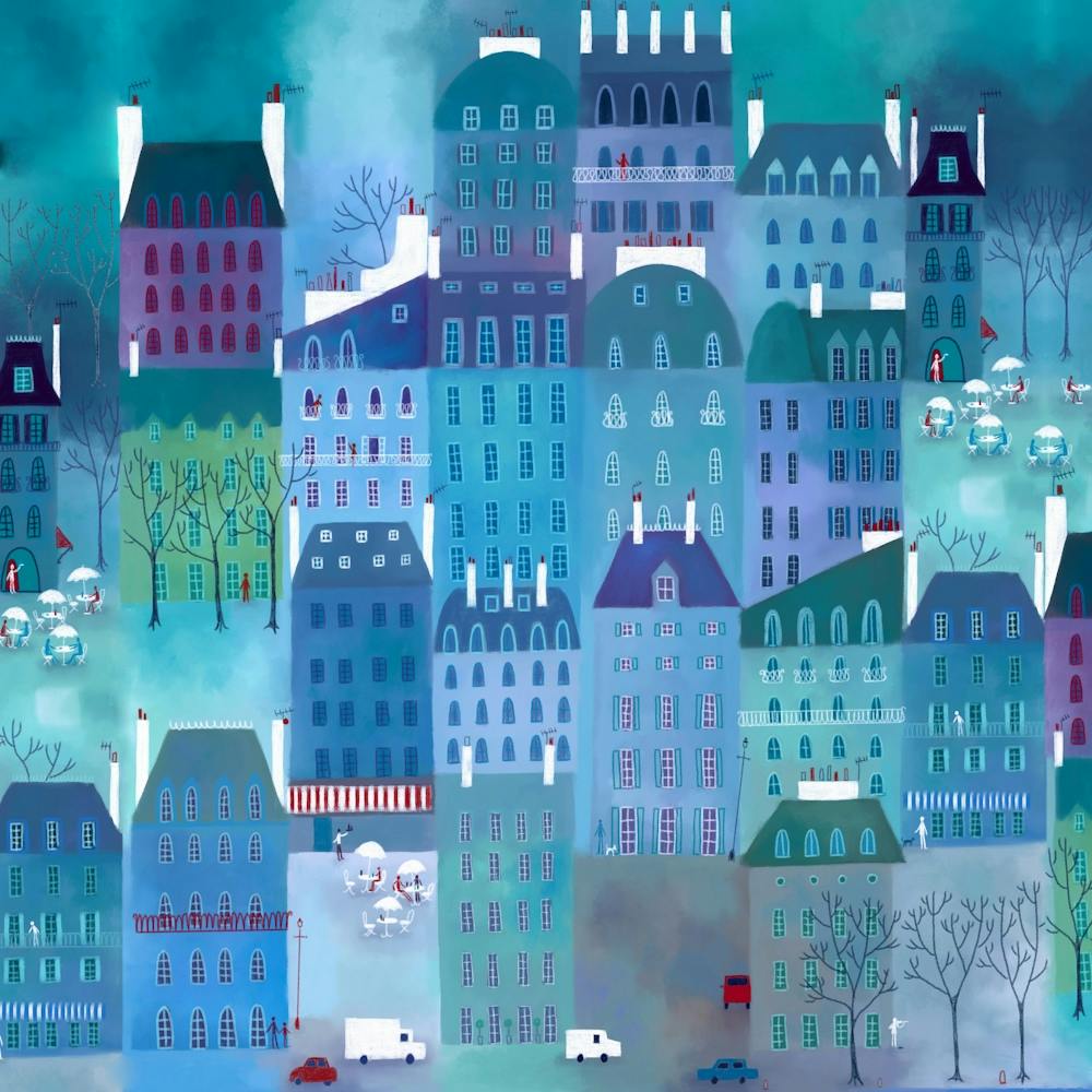 Paris Cityscape Blue
