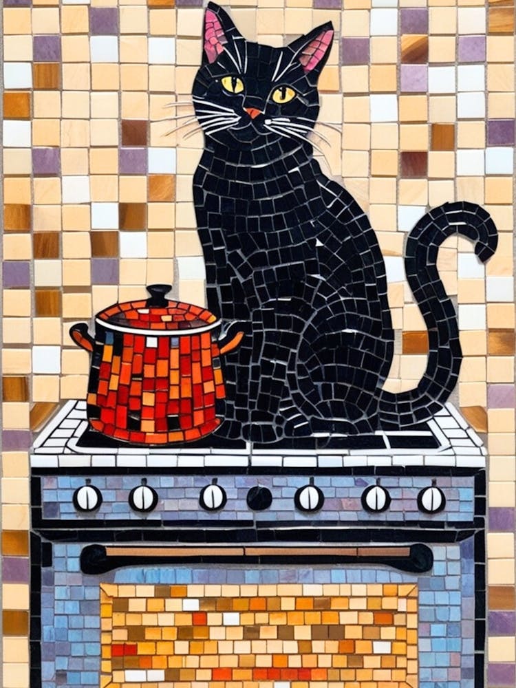 Black Cat On Stove 5