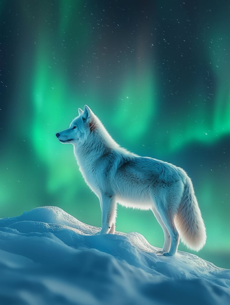 Weißer Wolf Im Schnee. Mit KI generiert. 2
