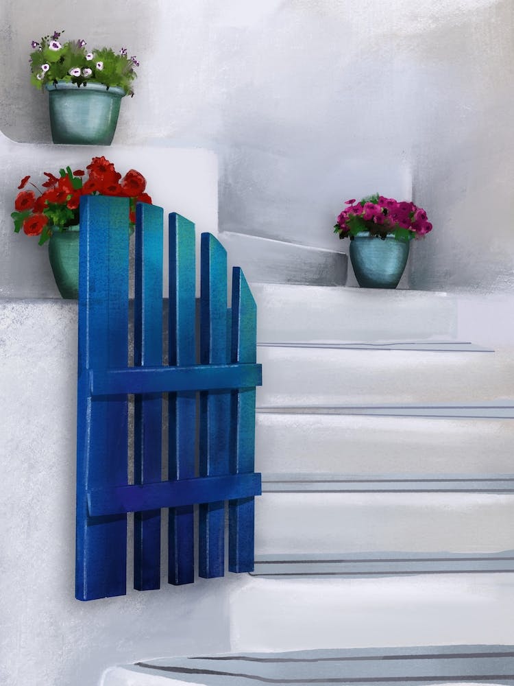 A Little Blue Gate Santorini