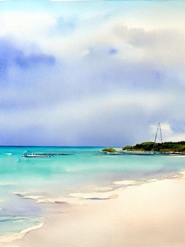 Crane Beach 2, Barbados Watercolour