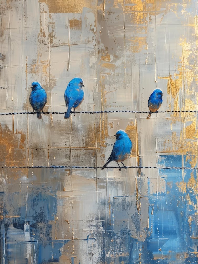 Blue Birds On A Wire 6