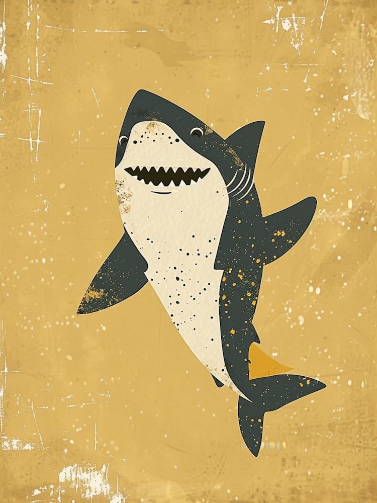 Shark Waving Mustard Background