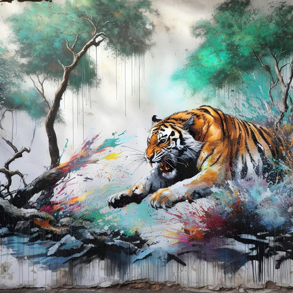 Tiger In The Forest Splash Color