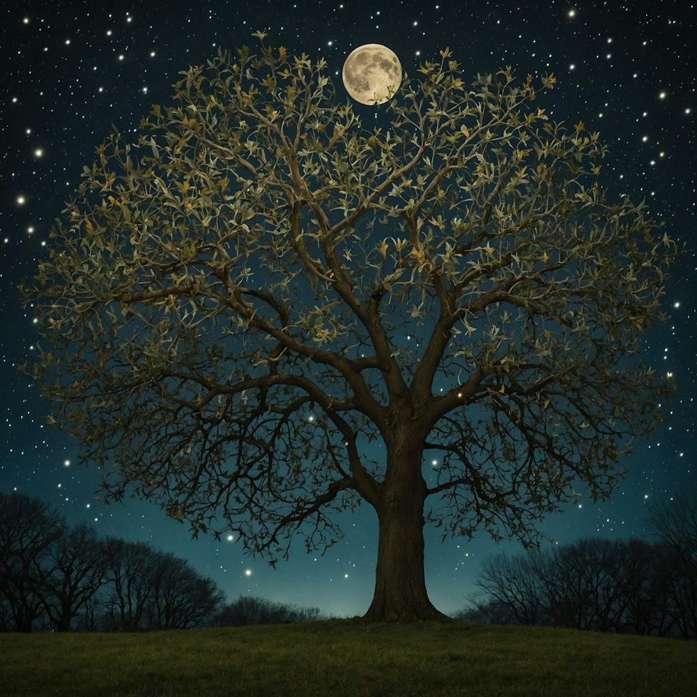 Tree In The Night Sky