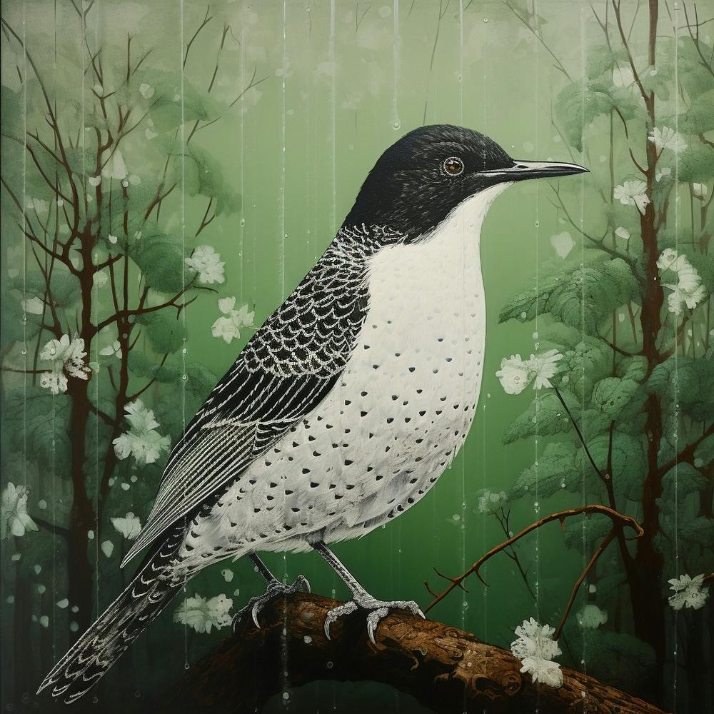 Ohara Koson Inspired Bird Painting Cuckoo 4 Square