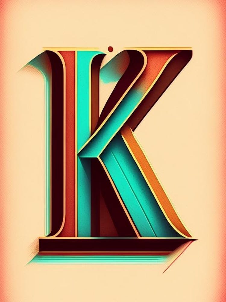 K, Letter, Alphabet Retro Drawing 3